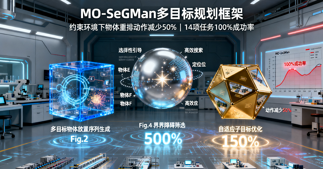 受限環境中多目標順序和引導操作的重排規劃框架MO-SeGMan：動作少50%，14任務成功率100%，雜亂場景秒適配