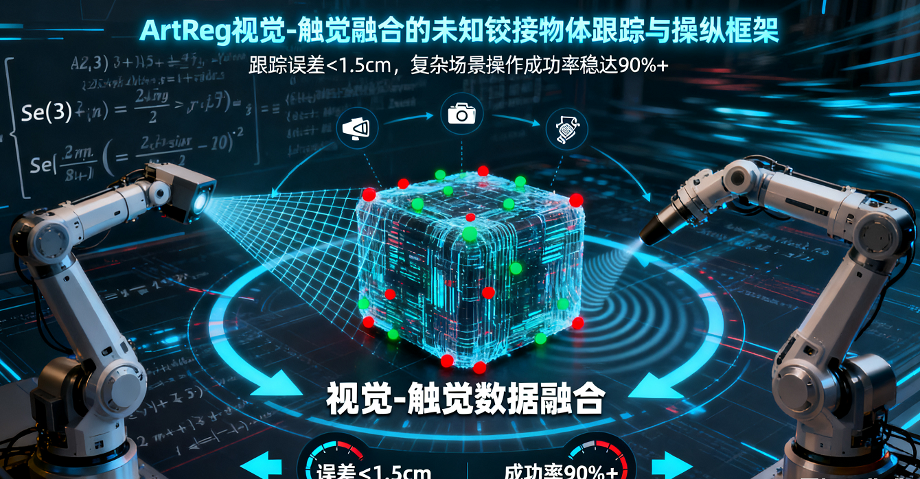 用于未知鉸接關節物體跟蹤與操縱的視覺-觸覺融合框架ArtReg：跟蹤誤差<1.5cm，復雜場景操作成功率穩達90%+