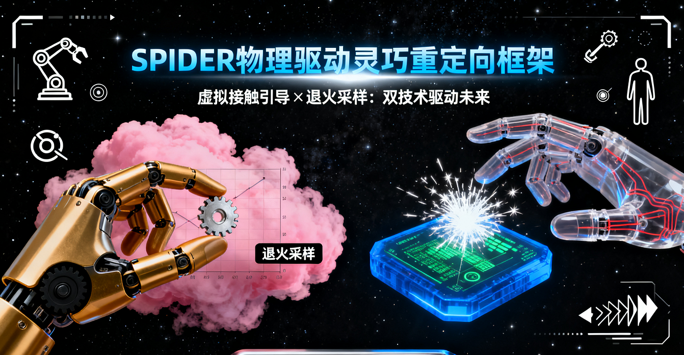 物理驅動的靈巧重定向框架SPIDER：退火采樣+接觸引導，人類運動轉機器人軌跡成功率提升18%