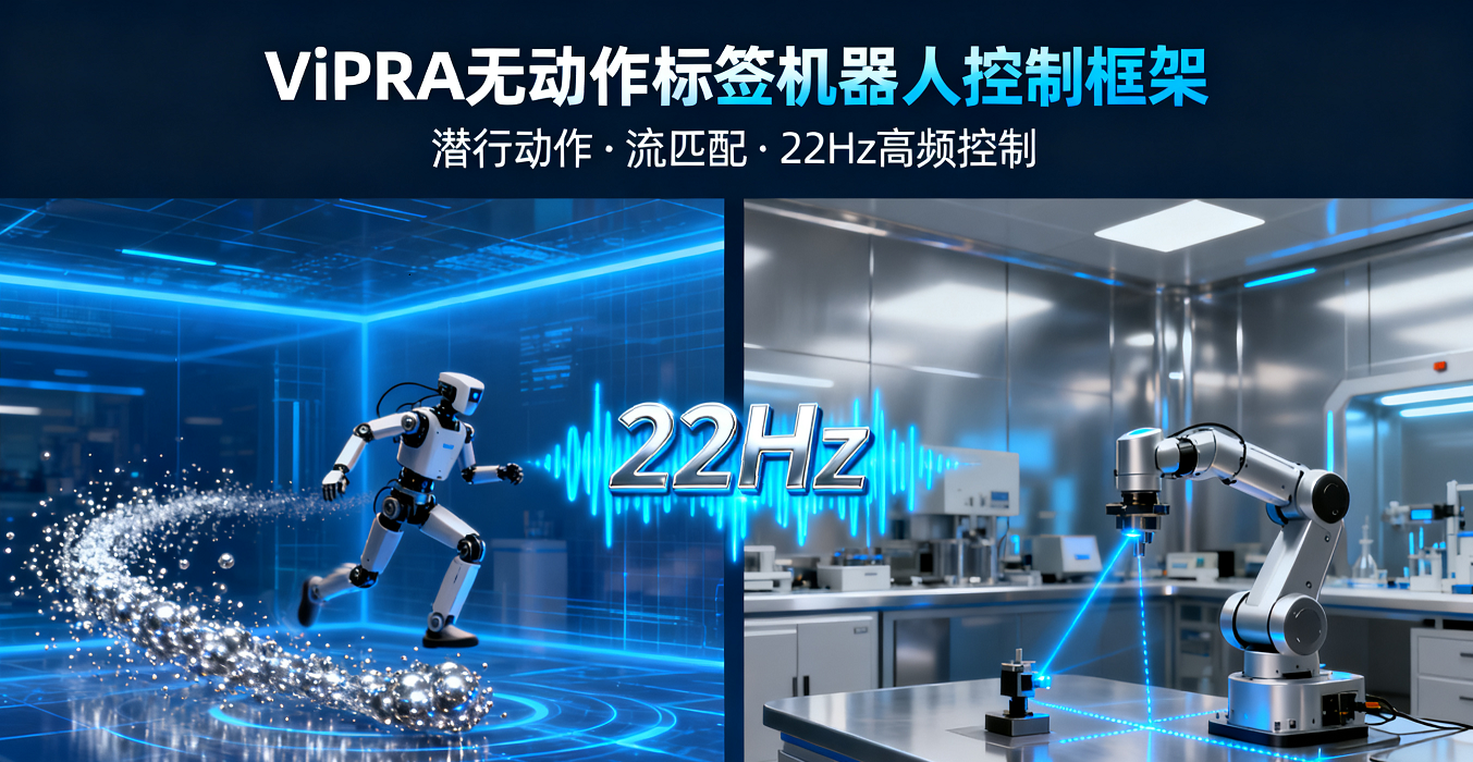 無動作標簽視頻驅動的機器人控制框架ViPRA：潛行動作+流匹配，高頻控制達22Hz，仿真/真實任務性能提升13%-16%
