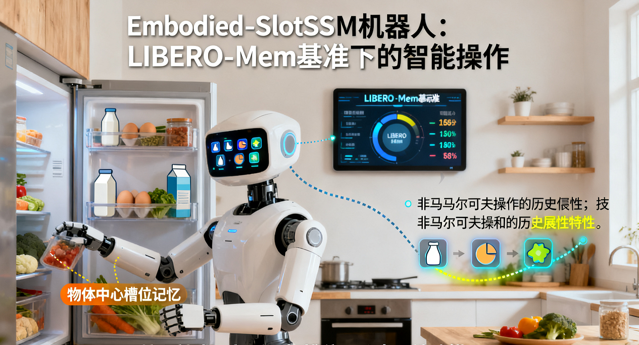 物體中心槽位記憶驅動的機器人操作框架Embodied-SlotSSM：LIBERO-Mem 基準突破非馬爾可夫場景，成功率提升20%+