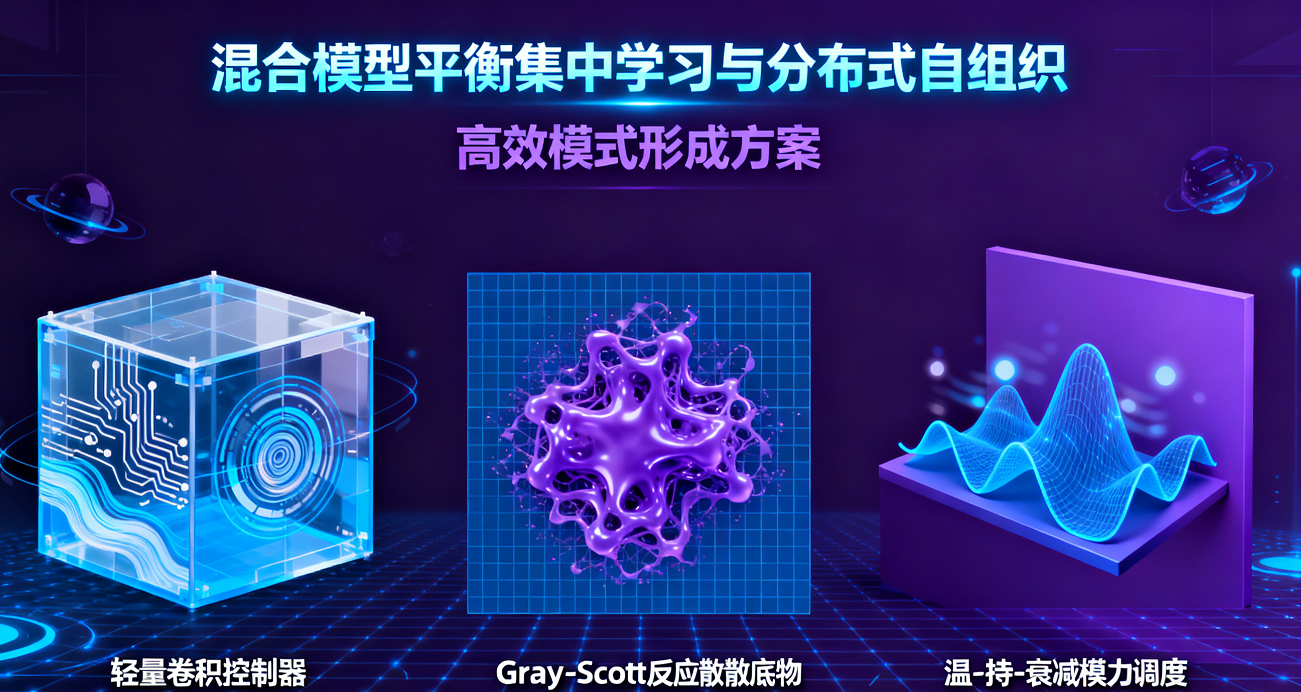 混合模型平衡集中學習與分布式自組織：具身形態發生的高效模式形成方案，控制成本降低200倍