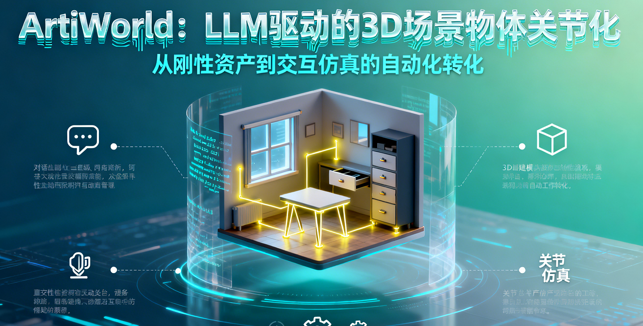 LLM驅動的3D場景物體關節化ArtiWorld： 從剛性資產到交互仿真的自動化方案